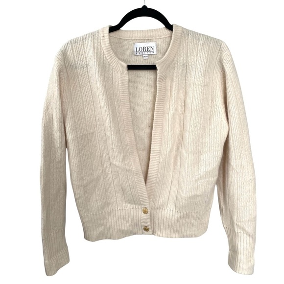 Vintage Sweaters - Vintage Cream Lambswool Angora Cardigan Sweater MP